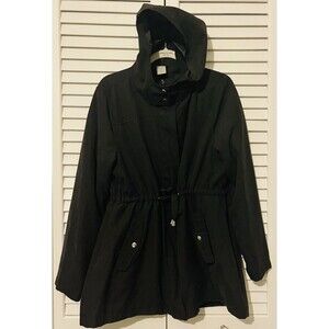 Time & Tru Hooded Jacket Water & Wind Resistant Pockets Black Women’s 16/ 18 XL